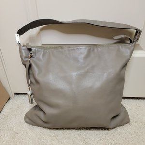St John Taupe Leather Large Shoulder Bag